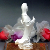 電鑄純銀工藝擺件，絨沙銀觀音菩薩佛像擺件禮品